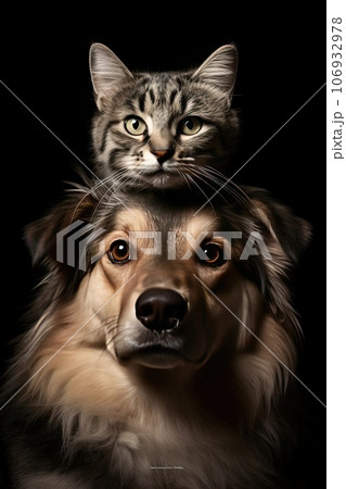 Cat and dog together Cat and dog together 106932978