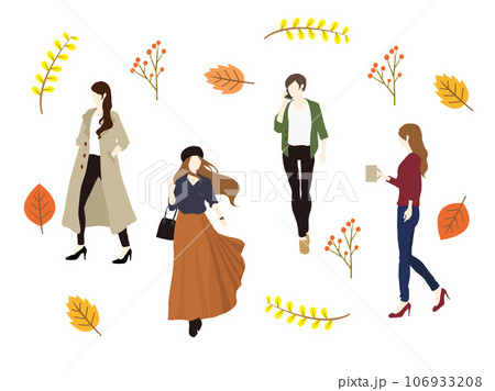 秋のファッションの女性 106933208