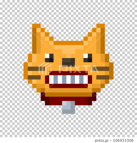 Pixel illustration of a troubled cat 106933306