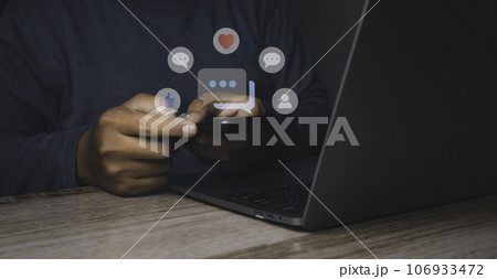 Social media and digital online on mobile phone. Social media and digital online on mobile phone. 106933472