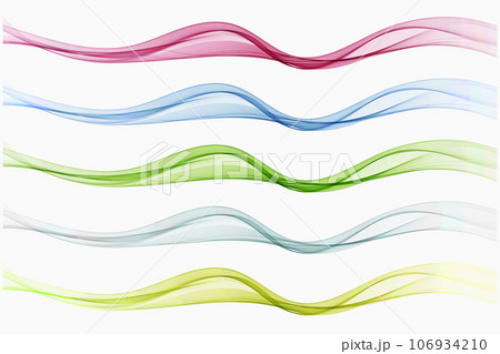 Set of abstract colored waves,transparent flow smoky wave. 106934210