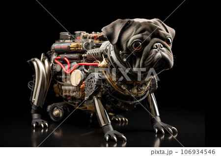 A pug dog made of electronic machinery on a...のイラスト素材 