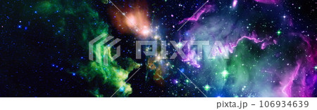 Space background with red nebula and stars. Elements of this image furnished by NASA. 106934639