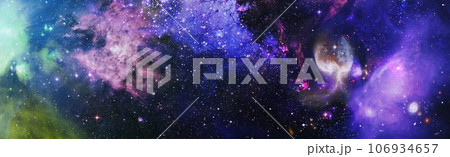 Magic color galaxy. Infinite universe and starry night. Bright Star Nebula. Distant galaxy. Abstract image. Elements of this image furnished by NASA. 106934657