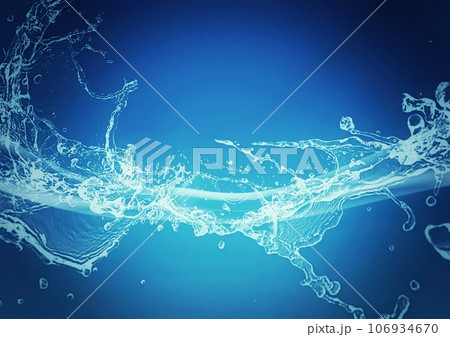 抽象的な青い波と水しぶきのイラスト 抽象的な青い波と水しぶきのイラスト 106934670