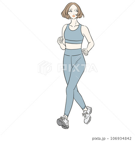 景色を見ながら走る女性 景色を見ながら走る女性 106934842