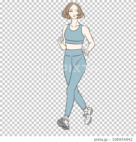 A woman running while looking at the scenery 106934842