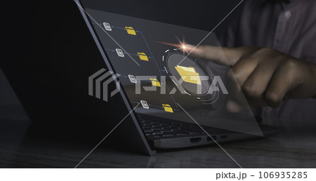 Businessman access business connection online documentation database. 106935285