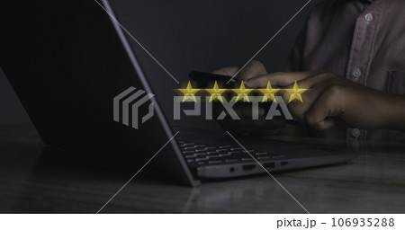 Businessman choose excellent rating Five Star. Customer satisfaction. 106935288