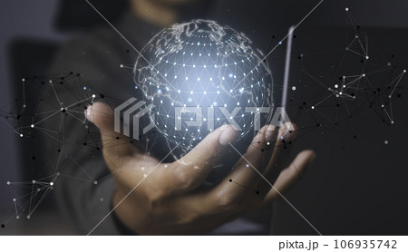 Digital marketing global network and data exchanges over the world 3D rendering 106935742