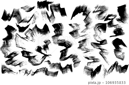 Grunge Dry Brush Ink Strokes Free Hand Set. 106935833