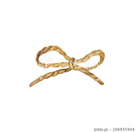 Watercolor painting of Brown rope bow. Watercolor painting of Brown rope bow. 106935934