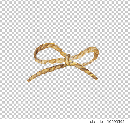 Watercolor painting of Brown rope bow. Watercolor painting of Brown rope bow. 106935934