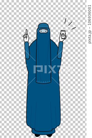 スマホのセキュリティ対策をするブルカ姿のイスラム女性 スマホのセキュリティ対策をするブルカ姿のイスラム女性 106936081