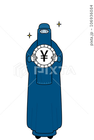 為替差益や円高のイメージ、ブルカ姿のイスラム女性 106936084