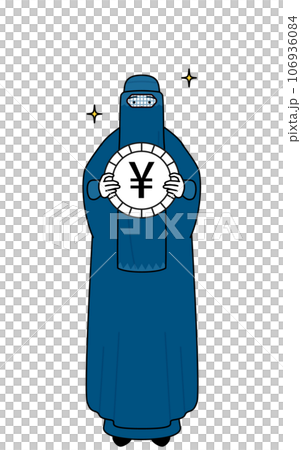 為替差益や円高のイメージ、ブルカ姿のイスラム女性 106936084