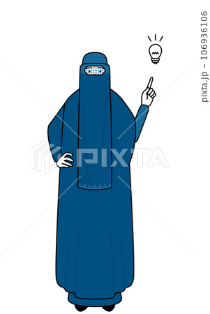 アイデアを思いついたブルカ姿のイスラム女性 106936106