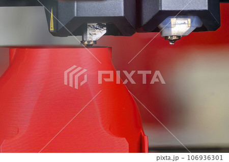 Close up scene the additive manufacturing by 3D printer machine. 106936301