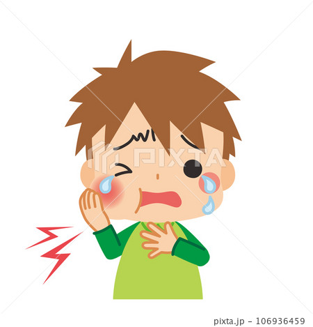 虫歯が痛む可愛い小さな男の子のイラスト 白背景 クリップアート ベクター 虫歯が痛む可愛い小さな男の子のイラスト 白背景 クリップアート ベクター 106936459