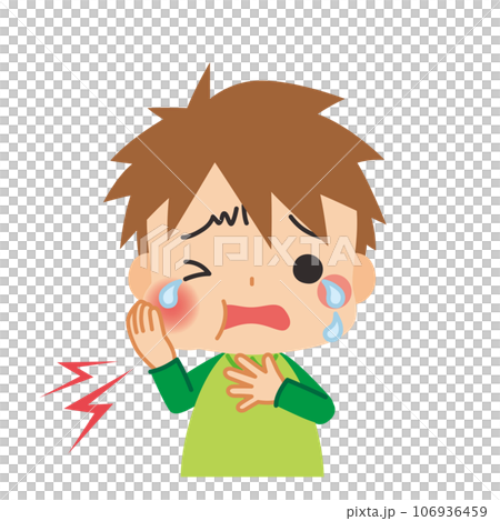 虫歯が痛む可愛い小さな男の子のイラスト 白背景 クリップアート ベクター 虫歯が痛む可愛い小さな男の子のイラスト 白背景 クリップアート ベクター 106936459