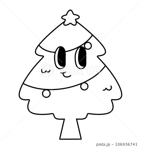 cute kawaii tree cartoon groovy retro christmas xmas 106936741