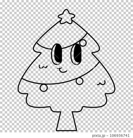 cute kawaii tree cartoon groovy retro christmas xmas 106936741