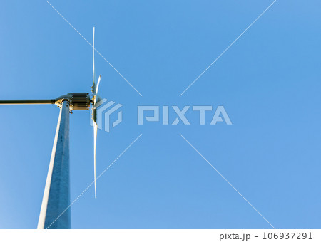Wind power banner. Renewable energy, windmill, sky background 106937291