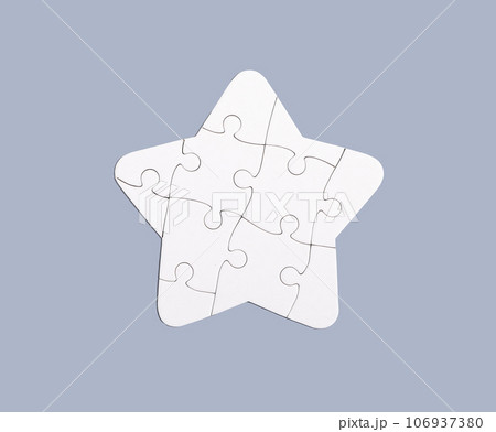Blank puzzle completed full with all pieces, star shape 106937380
