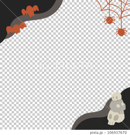 Happy Halloween banner or party invitation background with bats black cat spider in paper cut style. illustration. Place for text frame Happy Halloween banner or party invitation background with bats black cat spider in paper cut style. illustration. Place for text frame 106937670