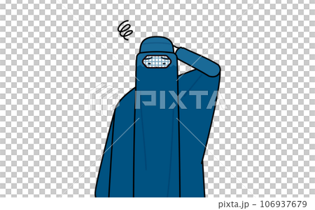 Muslim woman in burqa scratching her head in trouble Muslim woman in burqa scratching her head in trouble 106937679