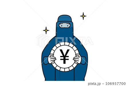 為替差益や円高のイメージ、ブルカ姿のイスラム女性 為替差益や円高のイメージ、ブルカ姿のイスラム女性 106937700