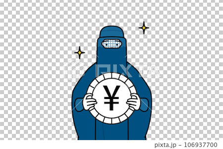 外匯收益和強勢日元的形象,穿著長袍的伊斯蘭婦女 外匯收益和強勢日元的形象,穿著長袍的伊斯蘭婦女 106937700