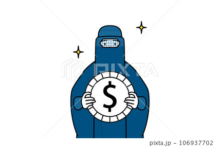 為替差益やドル高のイメージ、ブルカ姿のイスラム女性 106937702