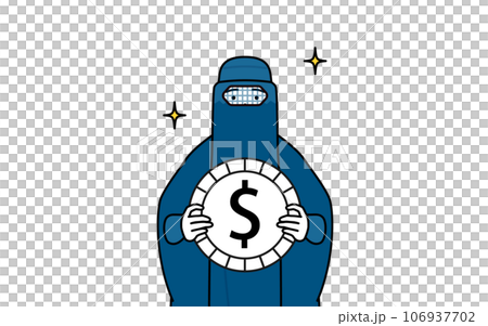 為替差益やドル高のイメージ、ブルカ姿のイスラム女性 106937702