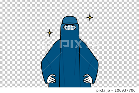 身穿罩袍、雙手叉腰的穆斯林婦女 身穿罩袍、雙手叉腰的穆斯林婦女 106937706