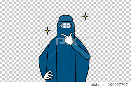 身穿罩袍的穆斯林婦女自信地擺出姿勢 身穿罩袍的穆斯林婦女自信地擺出姿勢 106937707