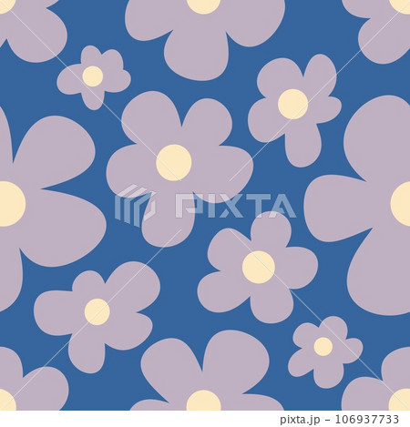 Seamless pattern with abstract minimal flowers.cute Floral spring and summer background. Perfect for fabric design, wallpaper, apparel. illustration 106937733