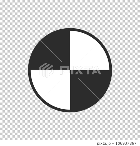 4分割した白と黒の円 - モーショントラッキング用のトラックポイントのイメージ素材 - png 106937867