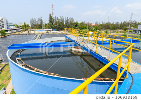 Aerated pool wastewater treatment system in industrial plants. environmental science and reuse waste water 106938169