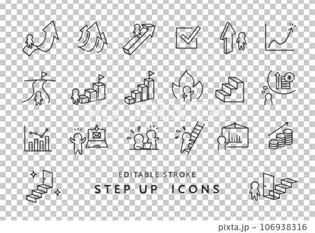 Icon set 2 related to step-up (monochrome) 106938316