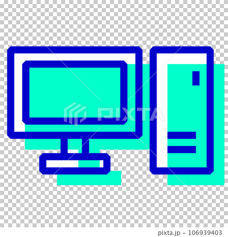 Two color style icons representing devices, computers and monitors 106939403