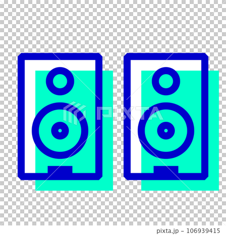 Two color style icons representing devices, speakers 106939415