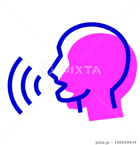 生体認証、声、音声、声紋を表す2色スタイルのアイコン 106939434