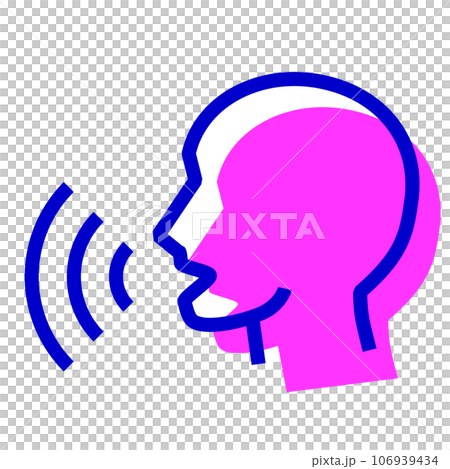 生体認証、声、音声、声紋を表す2色スタイルのアイコン 106939434