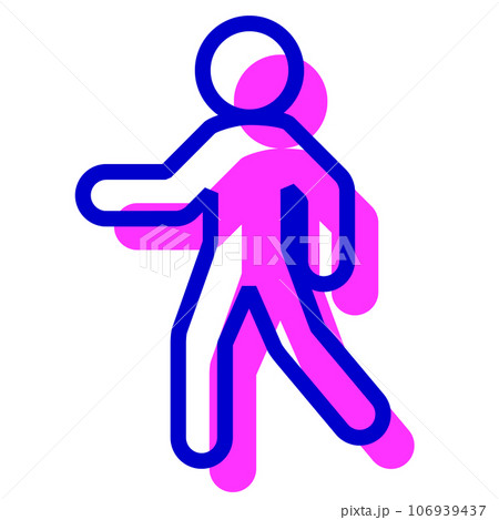 生体認証、歩行、歩くを表す2色スタイルのアイコン 106939437
