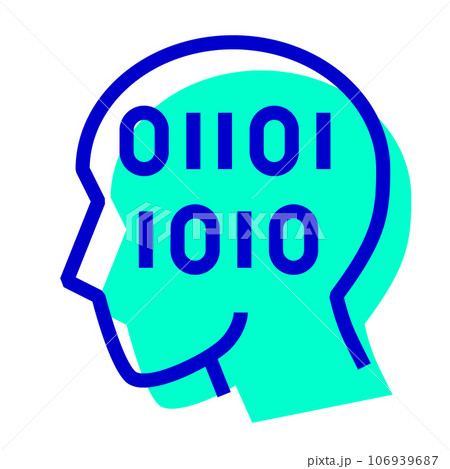 AI、頭、2進数を表す2色スタイルのアイコン AI、頭、2進数を表す2色スタイルのアイコン 106939687