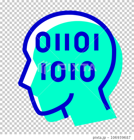 AI、頭、2進数を表す2色スタイルのアイコン AI、頭、2進数を表す2色スタイルのアイコン 106939687