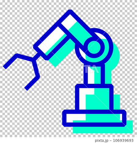 代表人工智能、機器人、機器人、機器人手臂、機器人技術的雙色風格圖標 106939693