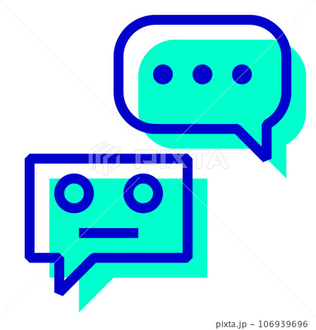 AI、ロボット、ボット、チャット、チャットボットを表す2色スタイルのアイコン 106939696