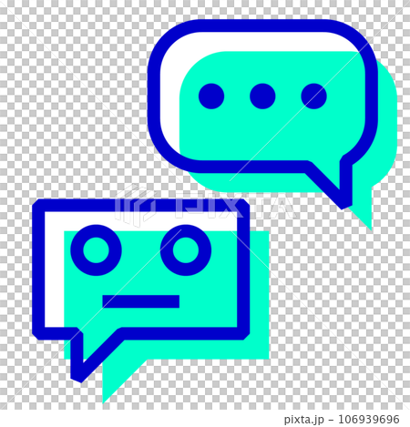 代表人工智能、機器人、機器人、聊天、聊天機器人的雙色風格圖標 106939696